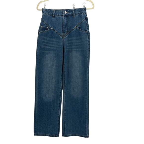 NEW Commense Womens XS Jeans High Rise Wide Leg Denim Western Jeans